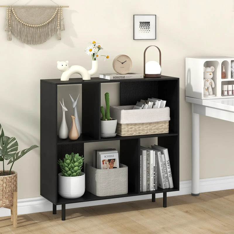 Open Shelf Bookcase with 4 Compartments by DirectDeals