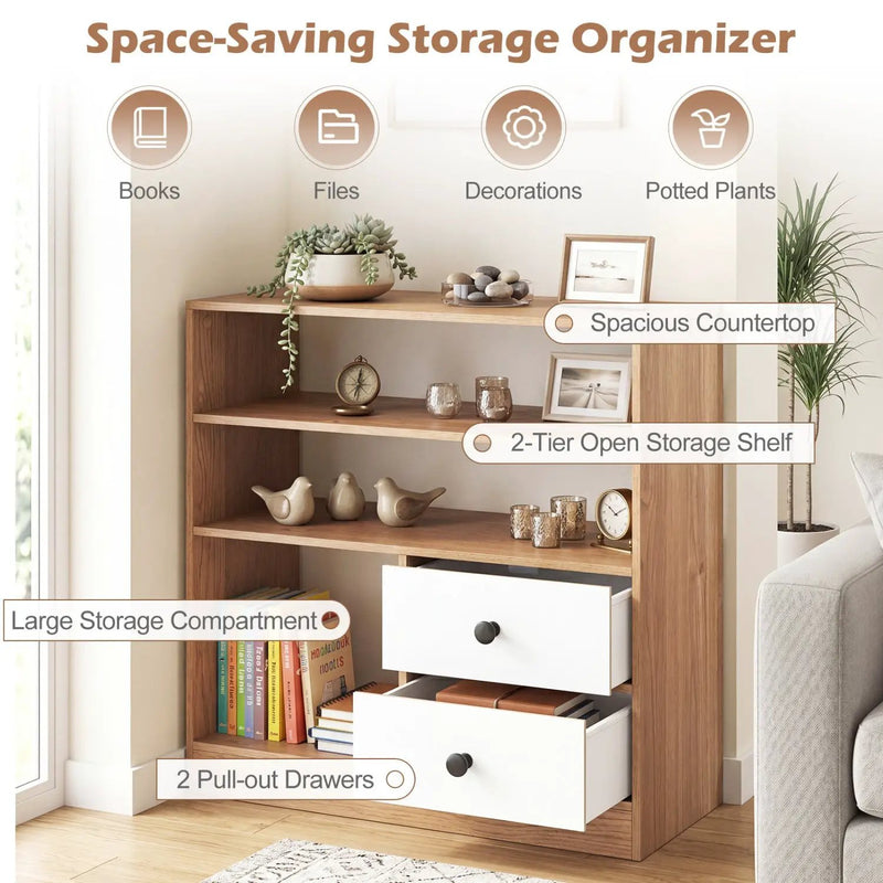 Storage Cabinet with 3 Shelves and 2 Fabric Drawers by DirectDeals