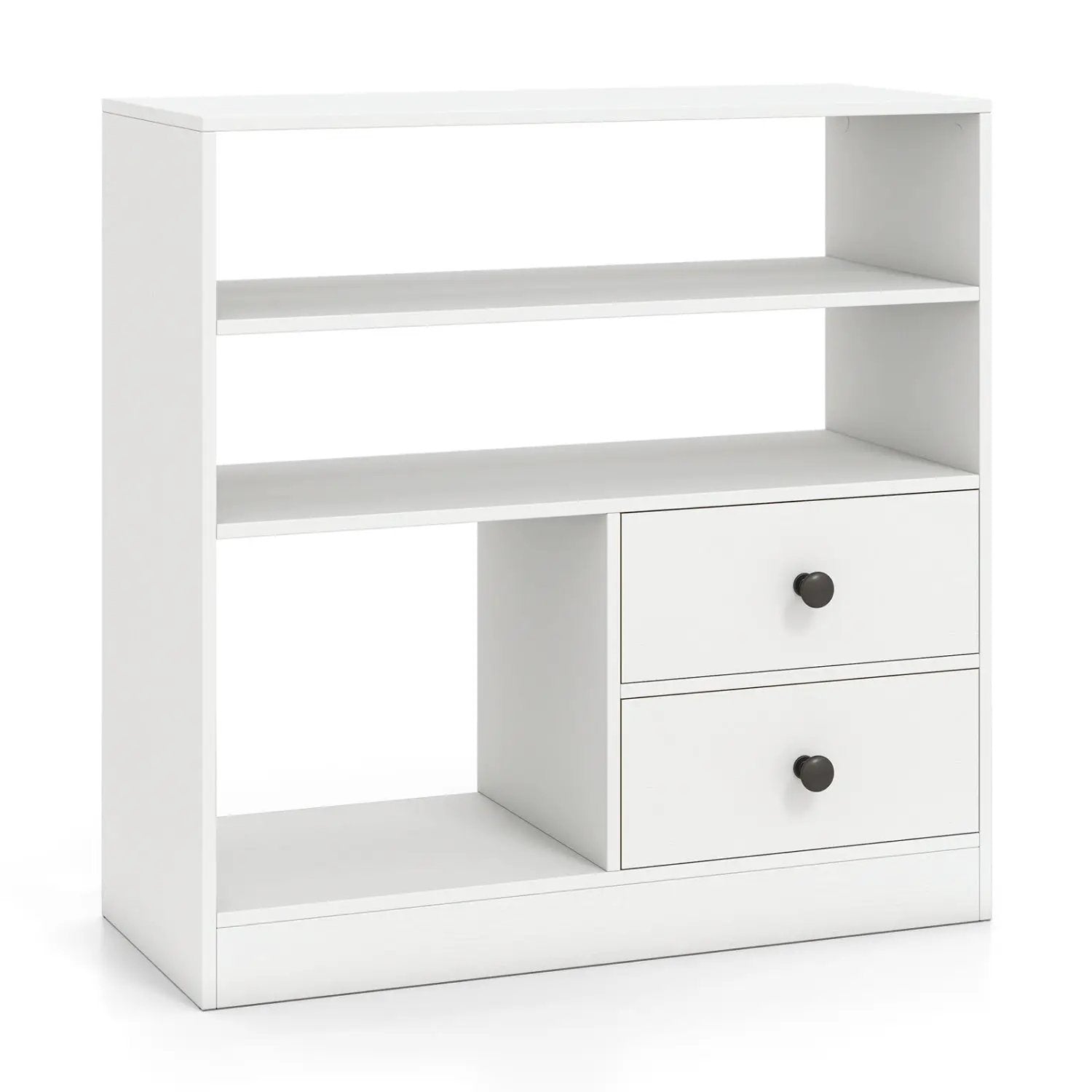 Console Table with 3 Open Shelves and 2 Fabric Drawers by DirectDeals