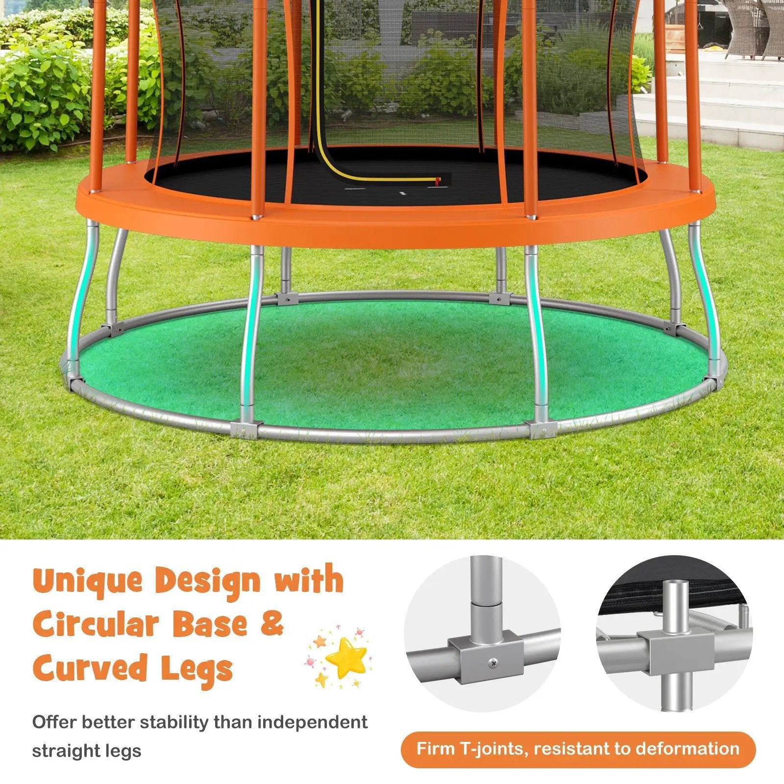 10 Feet Unique Flower Shape Trampoline with Galvanized Steel Frame by DirectDeals