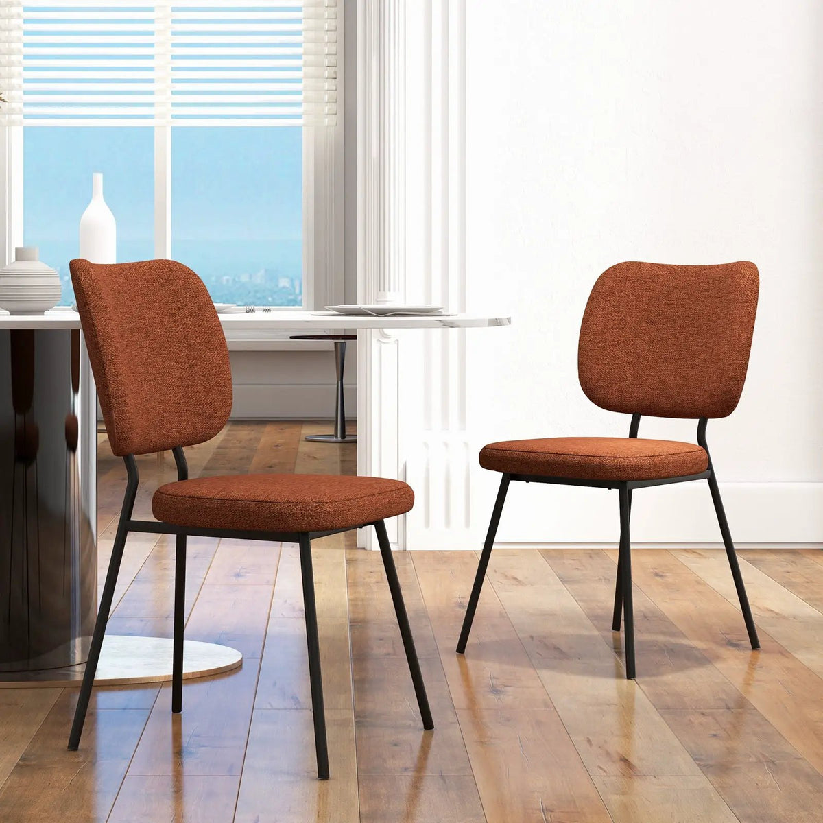 Set of 2 Modern Armless Dining Chairs with Linen Fabric by DirectDeals