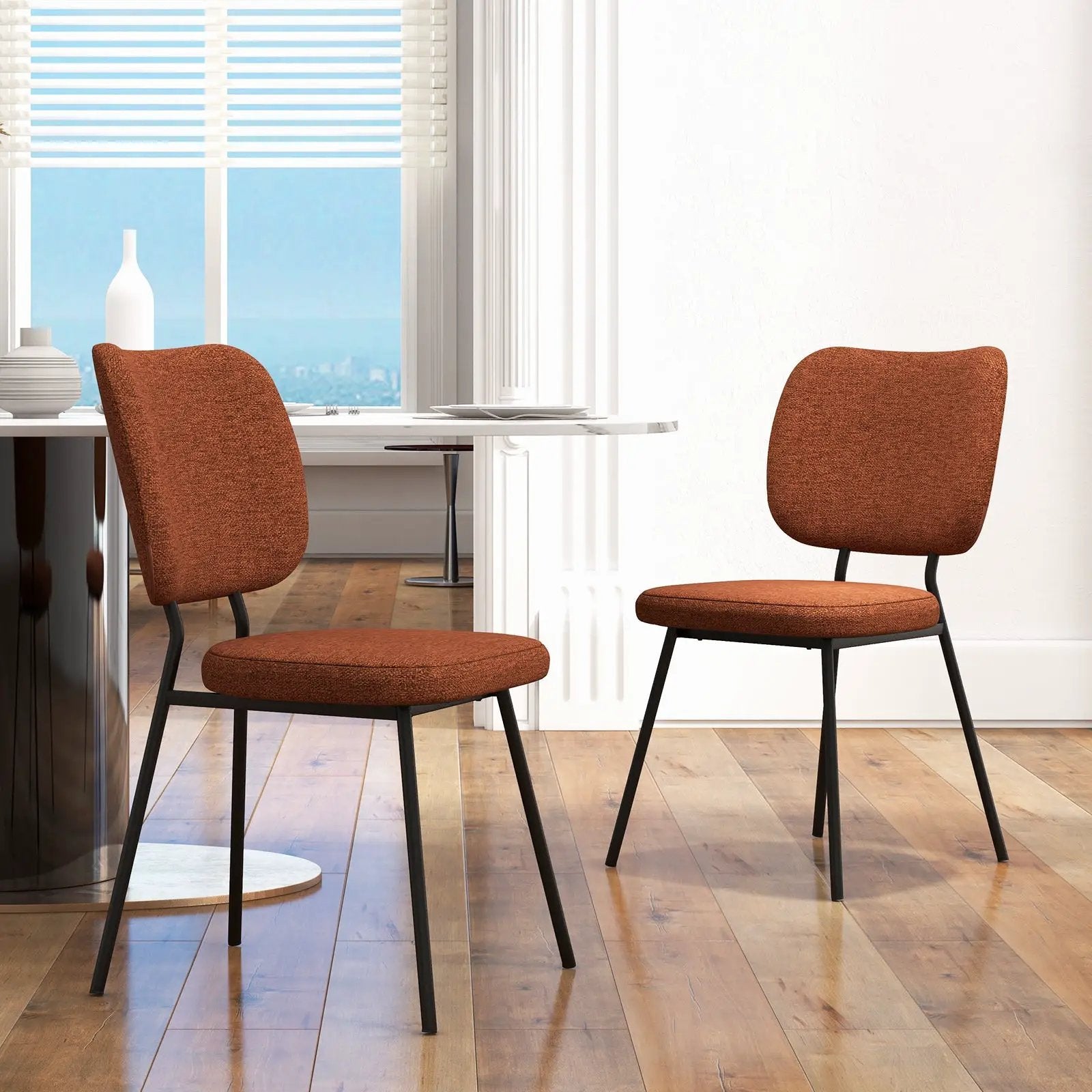 Set of 2 Modern Armless Dining Chairs with Linen Fabric by DirectDeals