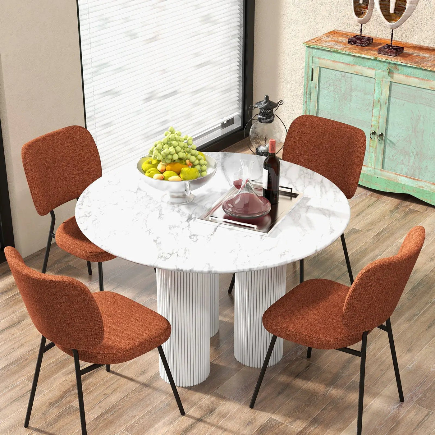 Set of 2 Modern Armless Dining Chairs with Linen Fabric by DirectDeals