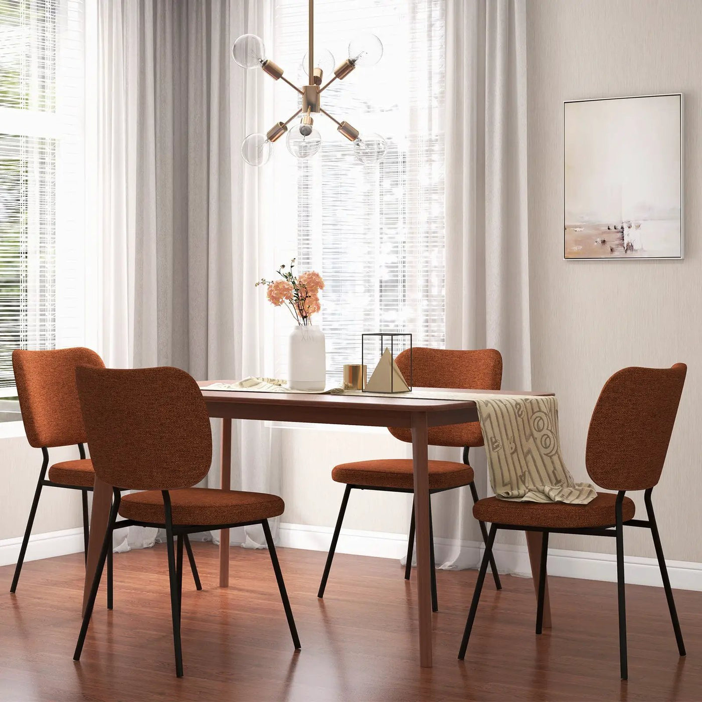 Set of 2 Modern Armless Dining Chairs with Linen Fabric by DirectDeals