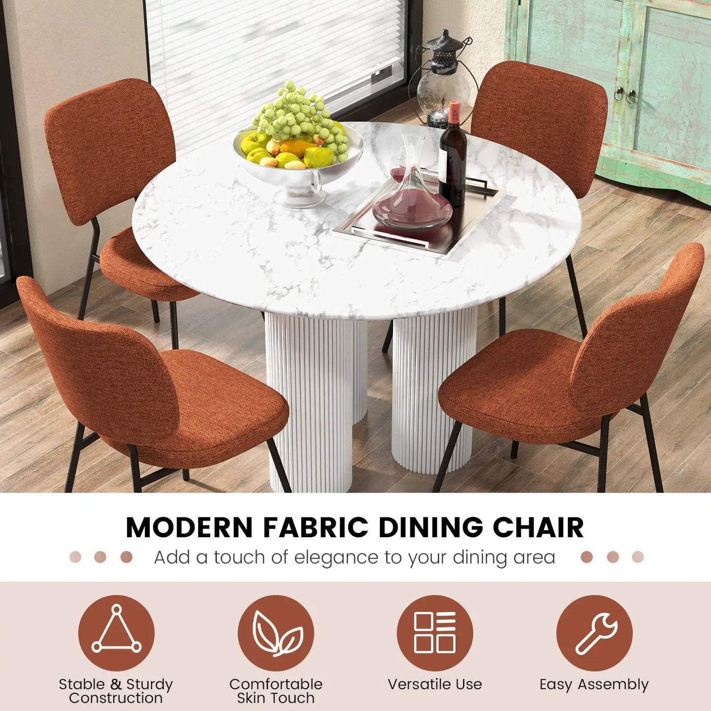 Set of 2 Modern Armless Dining Chairs with Linen Fabric by DirectDeals