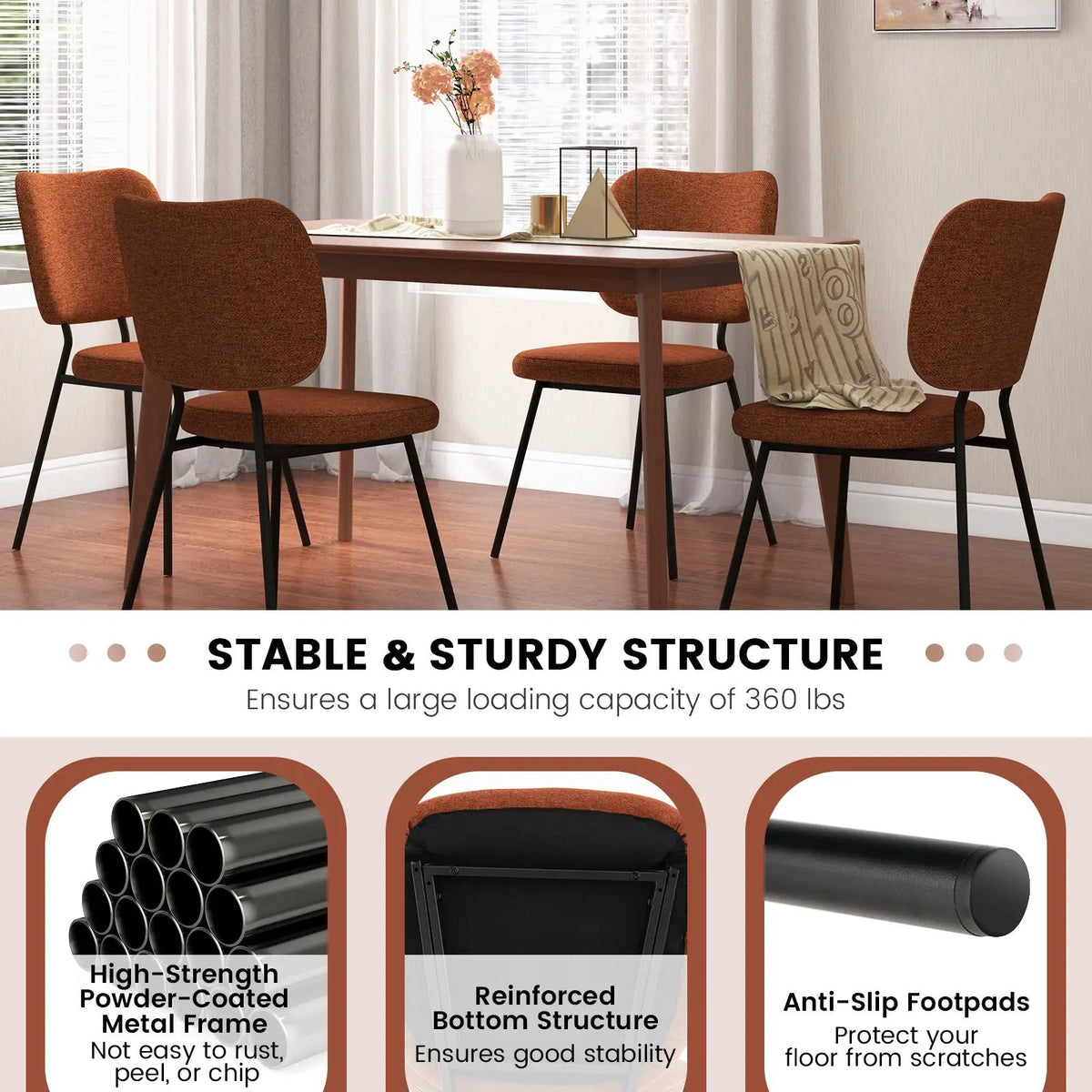Set of 2 Modern Armless Dining Chairs with Linen Fabric by DirectDeals