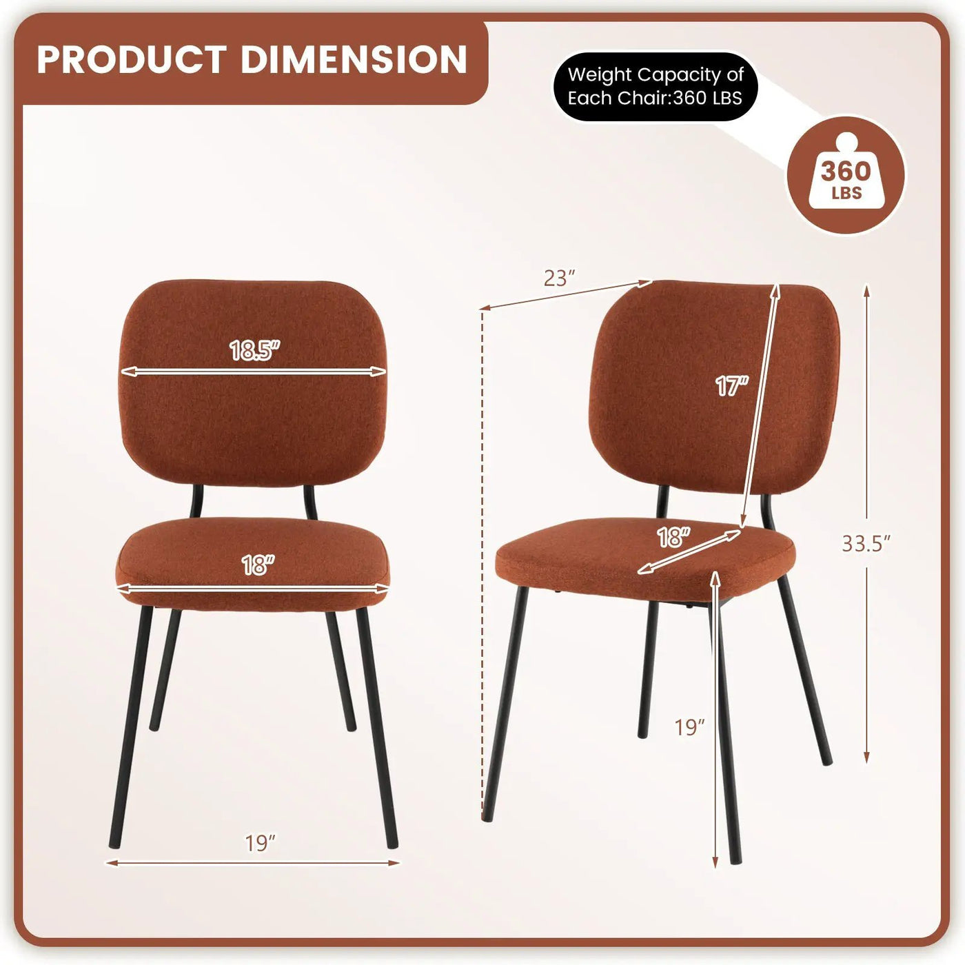 Set of 2 Modern Armless Dining Chairs with Linen Fabric by DirectDeals