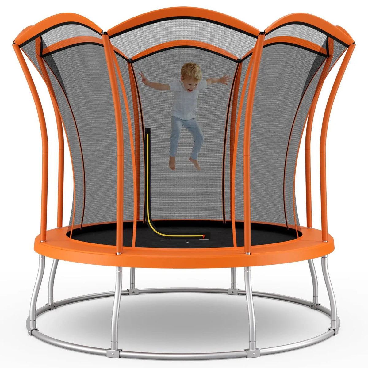 8 Feet Outdoor Unique Flower Shape Trampoline with Enclosure Net, photo 3 of 9