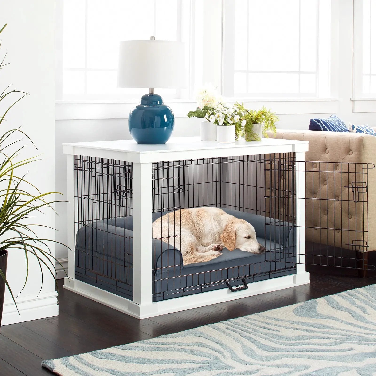 Orthopedic Dog Bed Memory Foam Pet Bed with Headrest for Large Dogs-Grey by DirectDeals