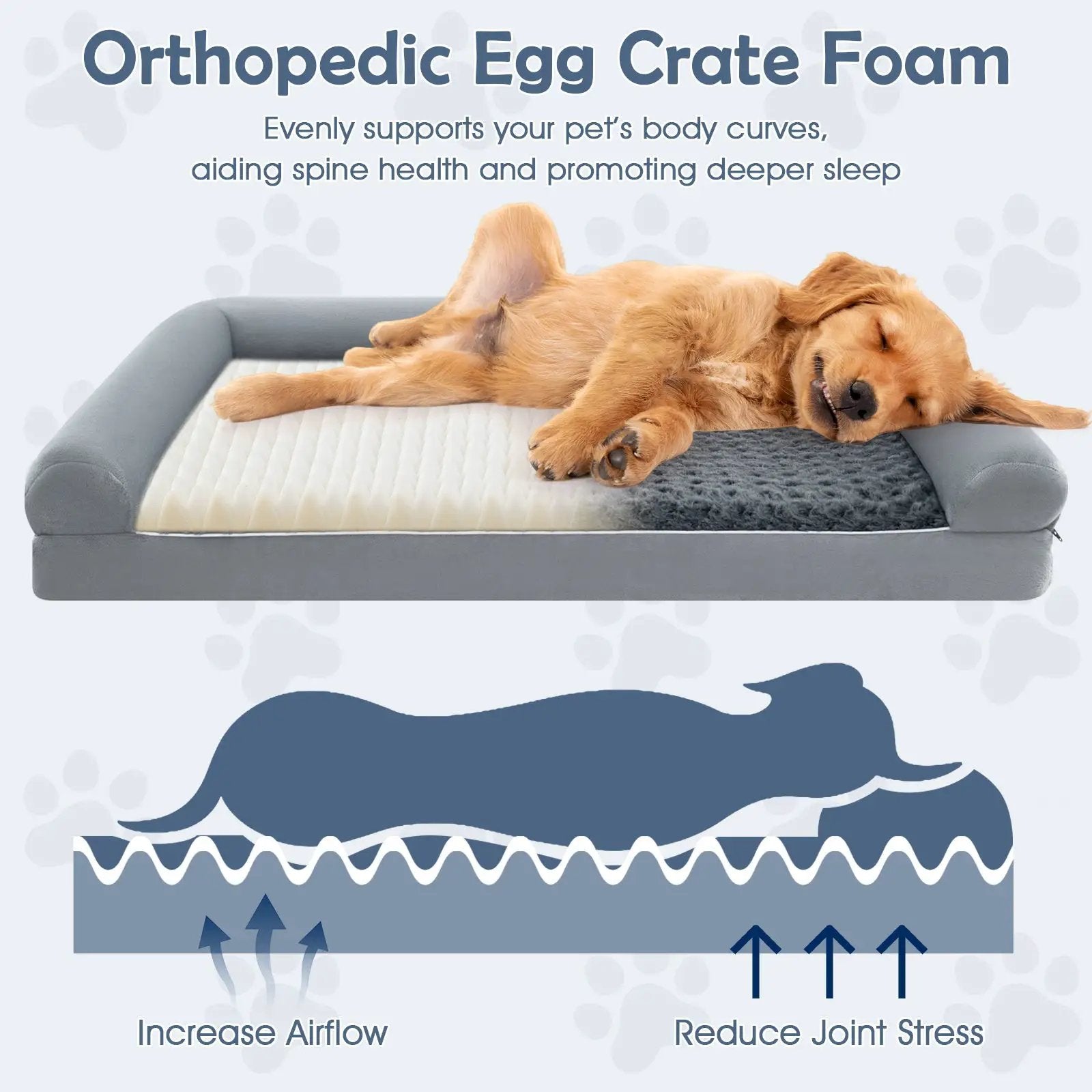 Orthopedic Foam Dog Bed Large Dog Sofa Couch with Removable Cover by DirectDeals