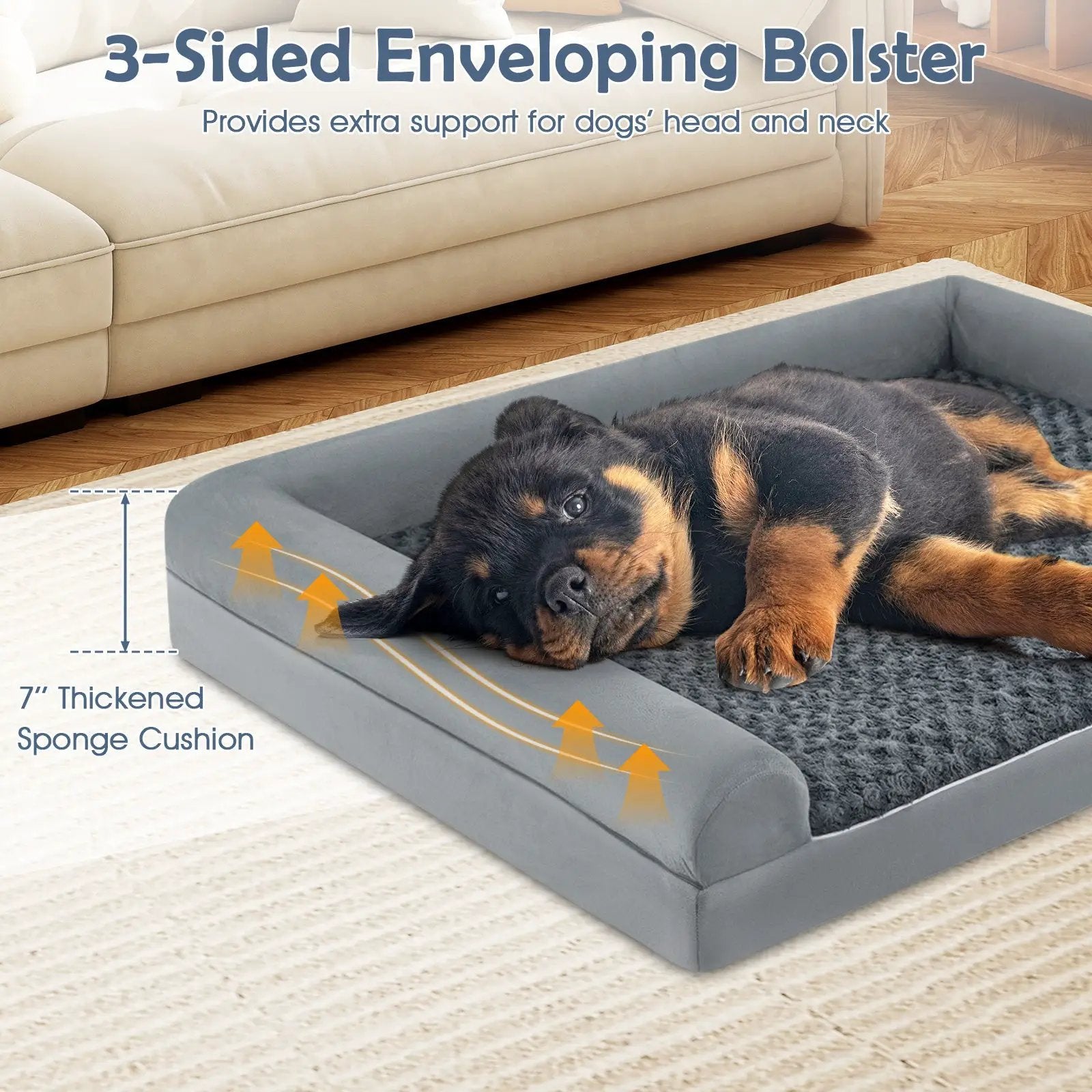 Orthopedic Foam Dog Bed Large Dog Sofa Couch with Removable Cover by DirectDeals