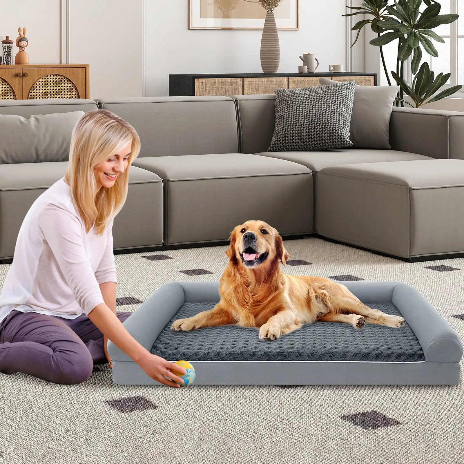 Orthopedic Foam Dog Bed Large Dog Sofa Couch with Removable Cover by DirectDeals