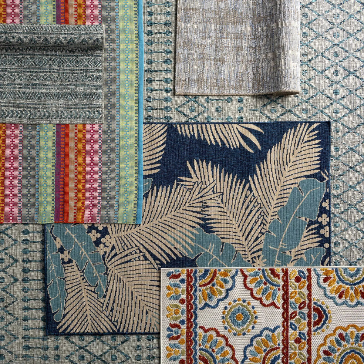 Novato Aqua All Over Pattern Performance Outdoor Rug, photo 8 of 18