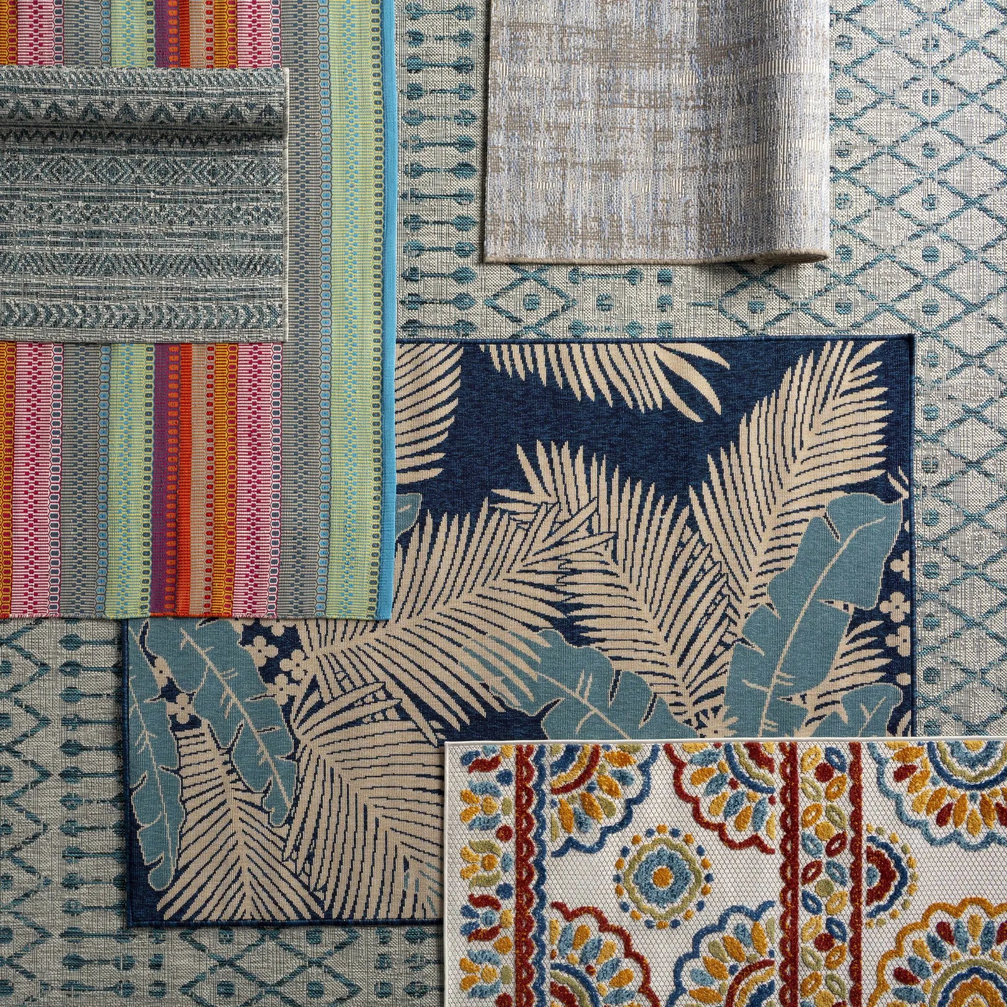 Novato Aqua All Over Pattern Performance Outdoor Rug by Boutique Rugs