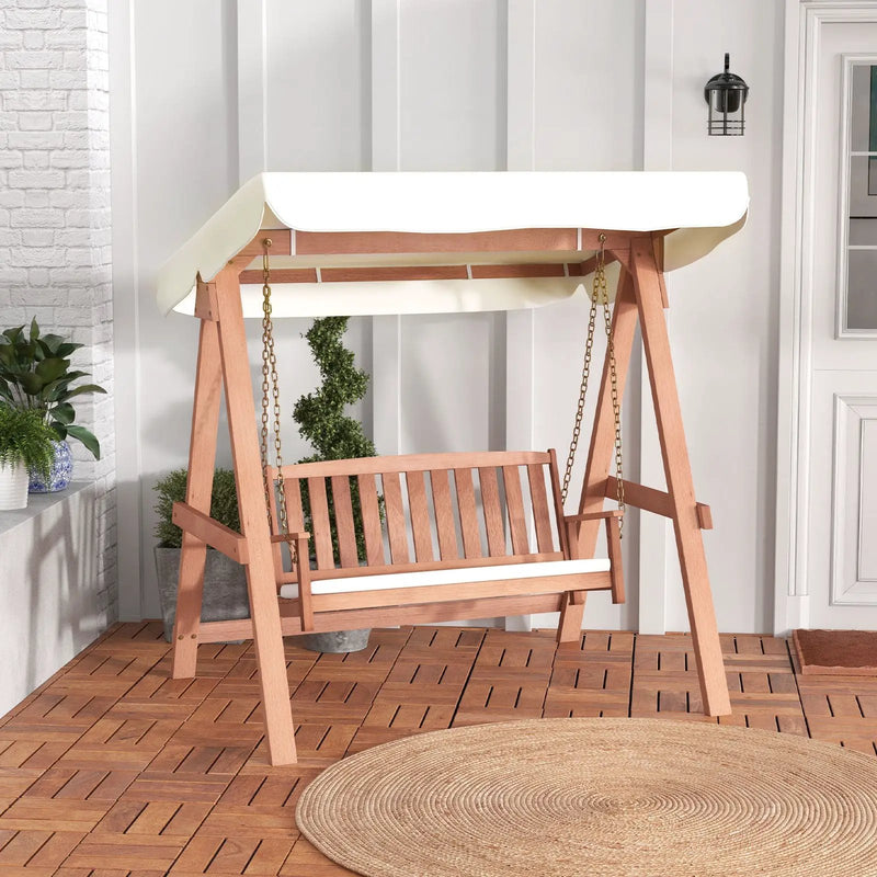 Outdoor 2-Seat Swing Bench w/ith A Frame and Sturdy Metal Hanging Chainsx by DirectDeals
