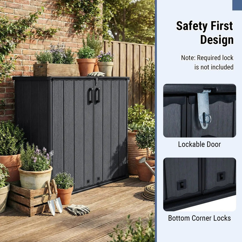 Outdoor Storage Box 23.5 Cu Ft Lockable with Floor - Black by DirectDeals