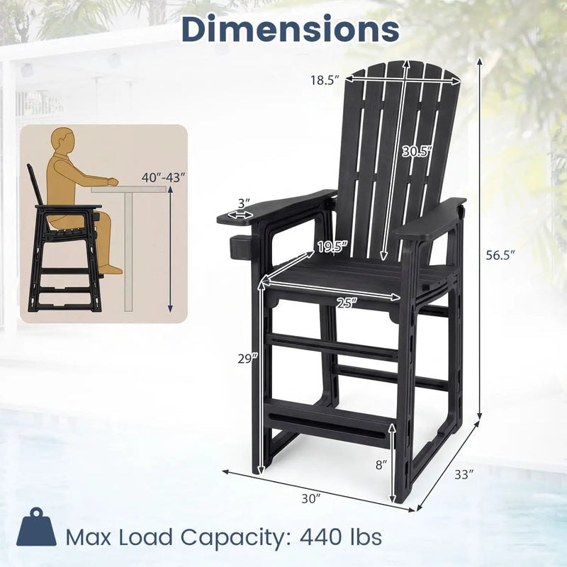 Outdoor Bar Stool 29" Height with Backrest and Armrests by DirectDeals