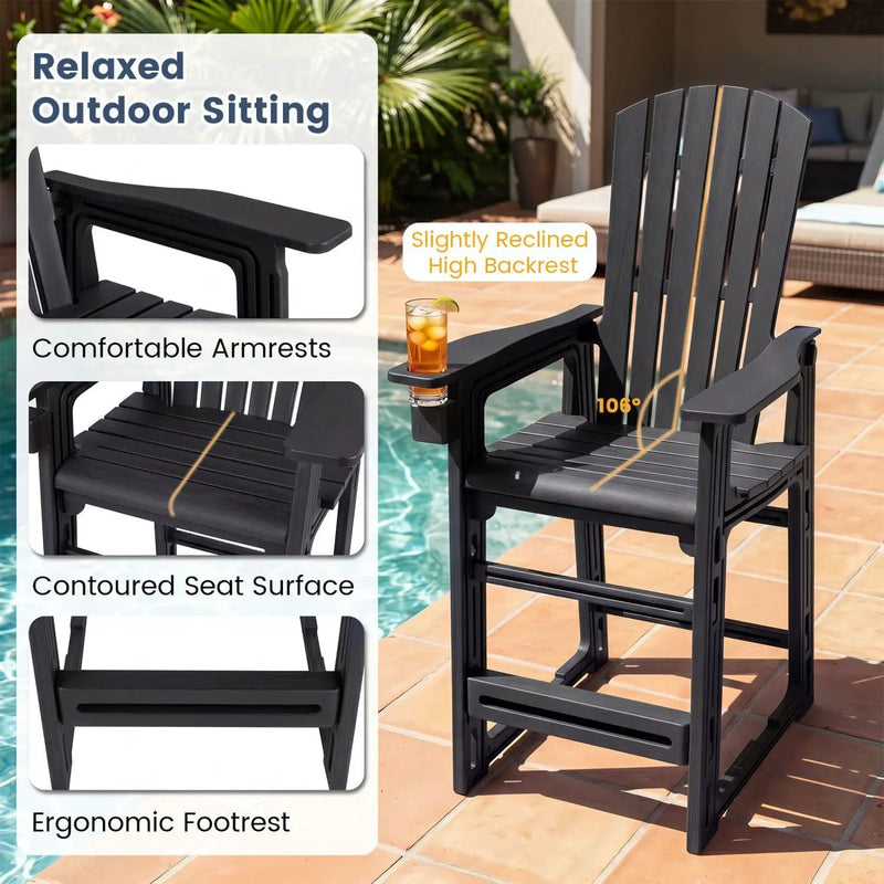 Outdoor Bar Stool 29" Height with Backrest and Armrests by DirectDeals