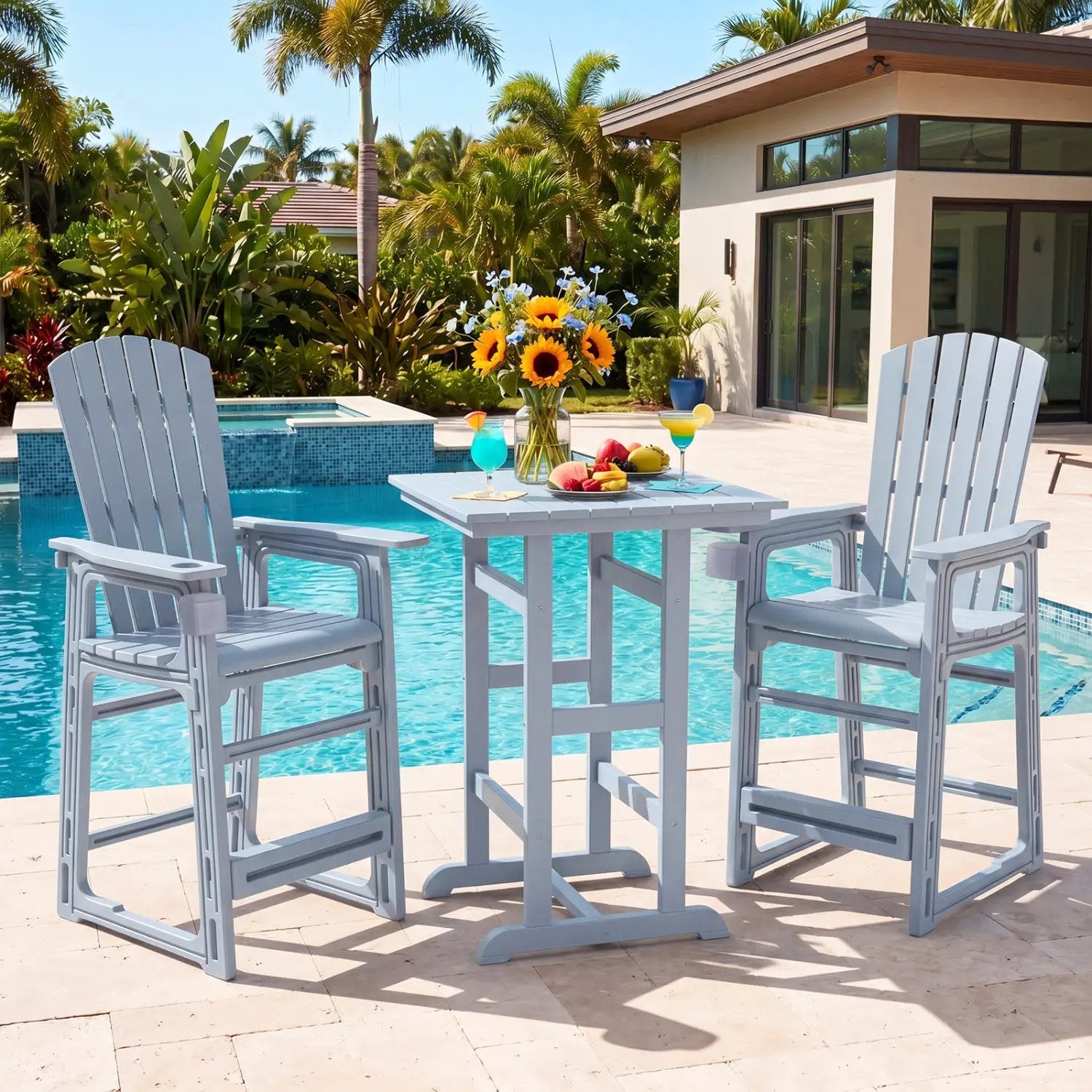 Outdoor Bar Stool 29" Height with Backrest and Armrests by DirectDeals
