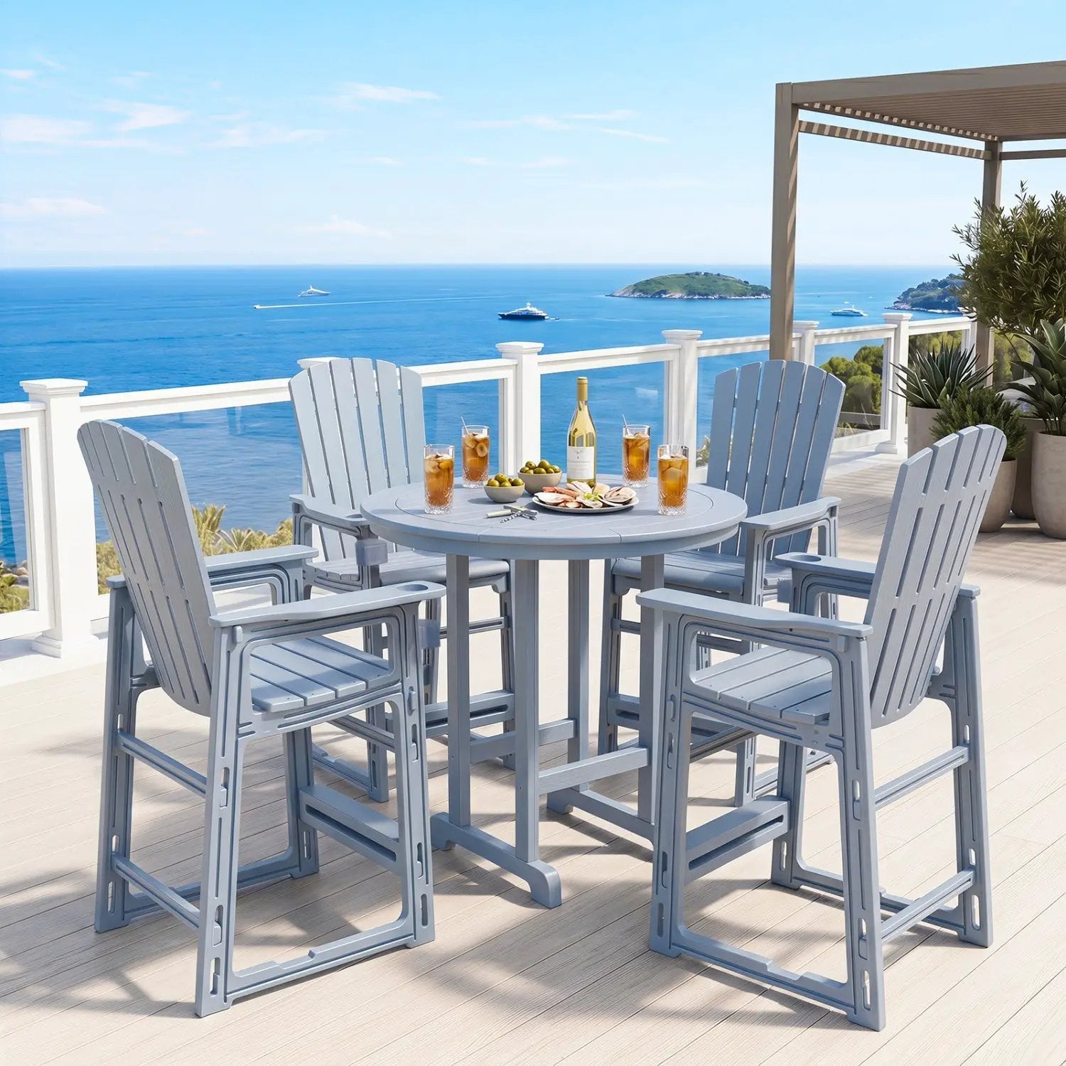 Outdoor Bar Stool 29" Height with Backrest and Armrests by DirectDeals