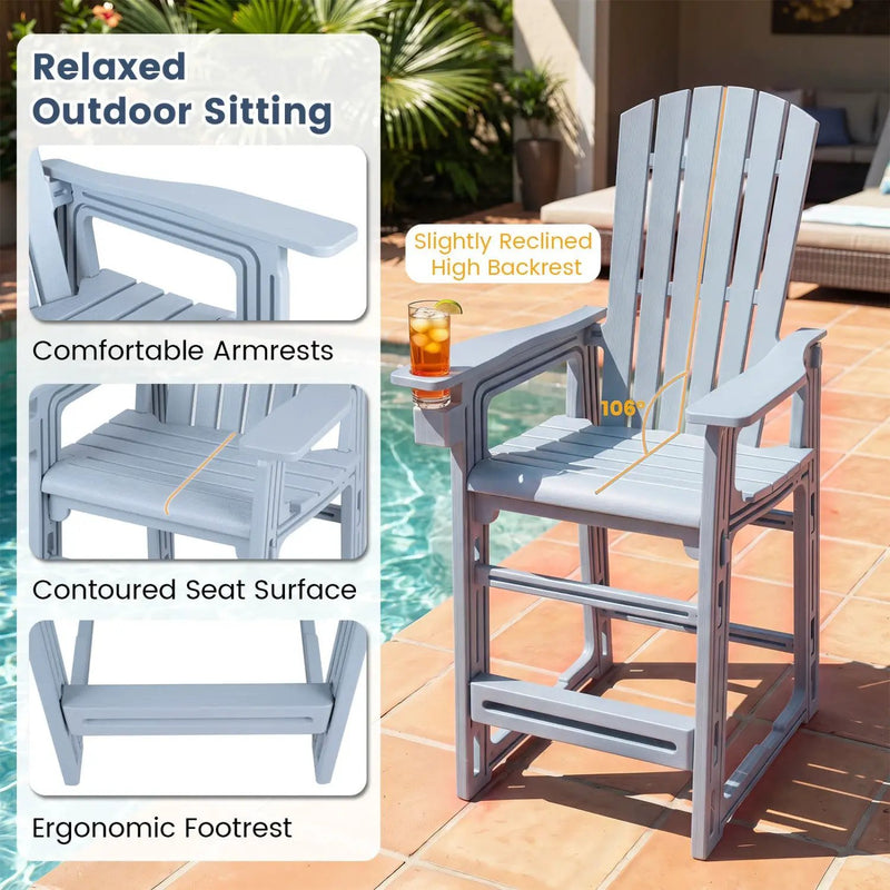 Outdoor Bar Stool 29" Height with Backrest and Armrests by DirectDeals