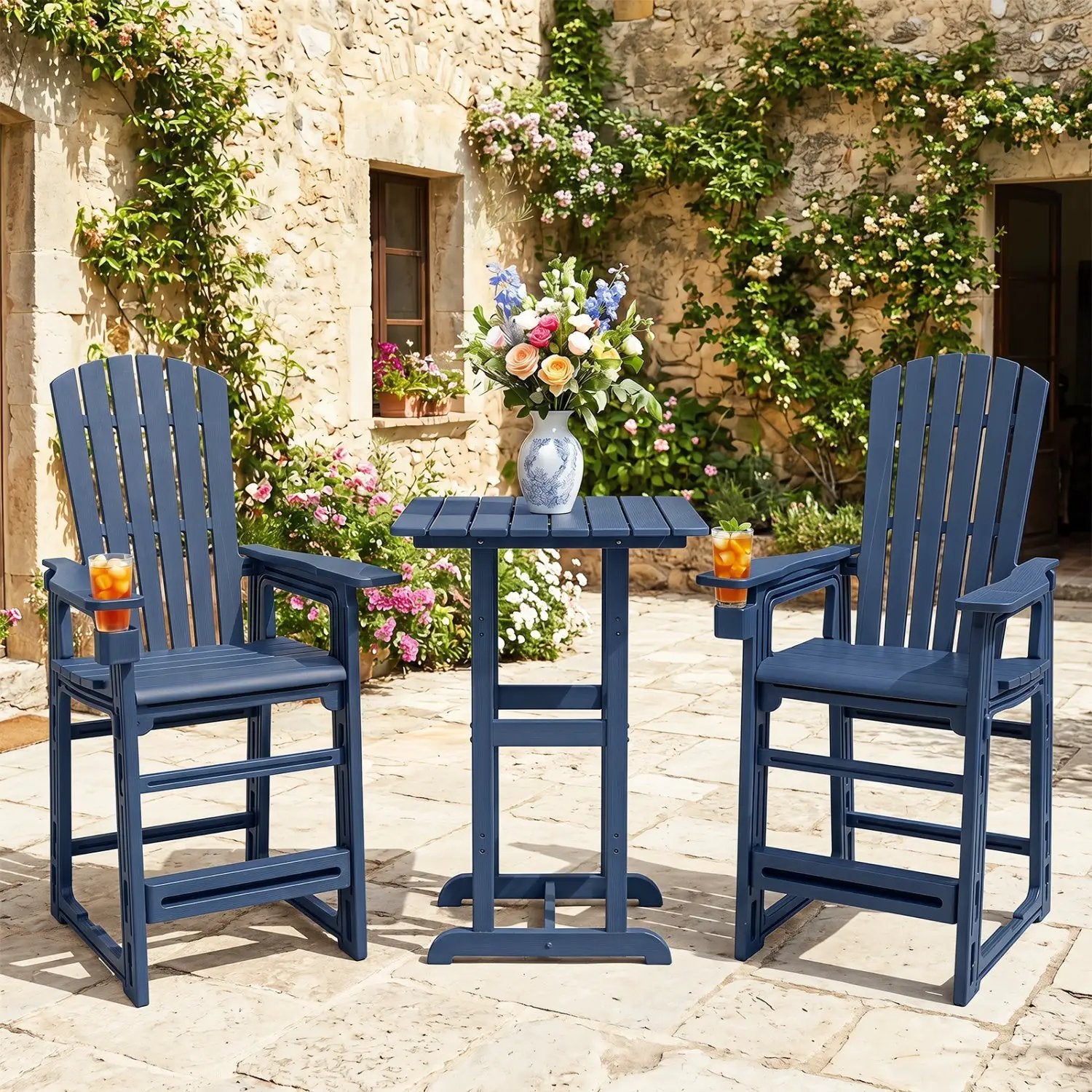 Outdoor Bar Stool 29" Height with Backrest and Armrests by DirectDeals