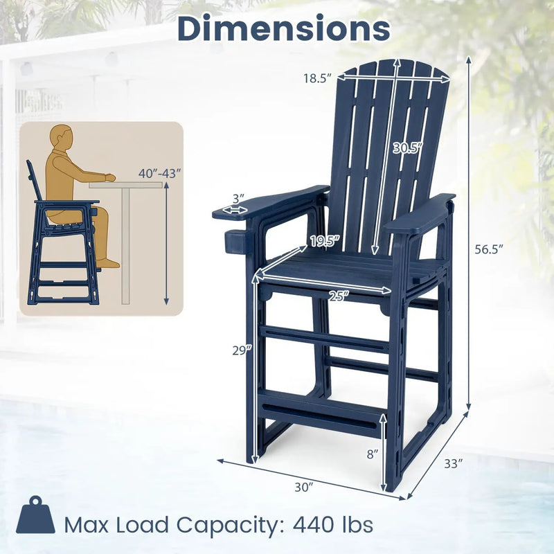 Outdoor Bar Stool 29" Height with Backrest and Armrests by DirectDeals