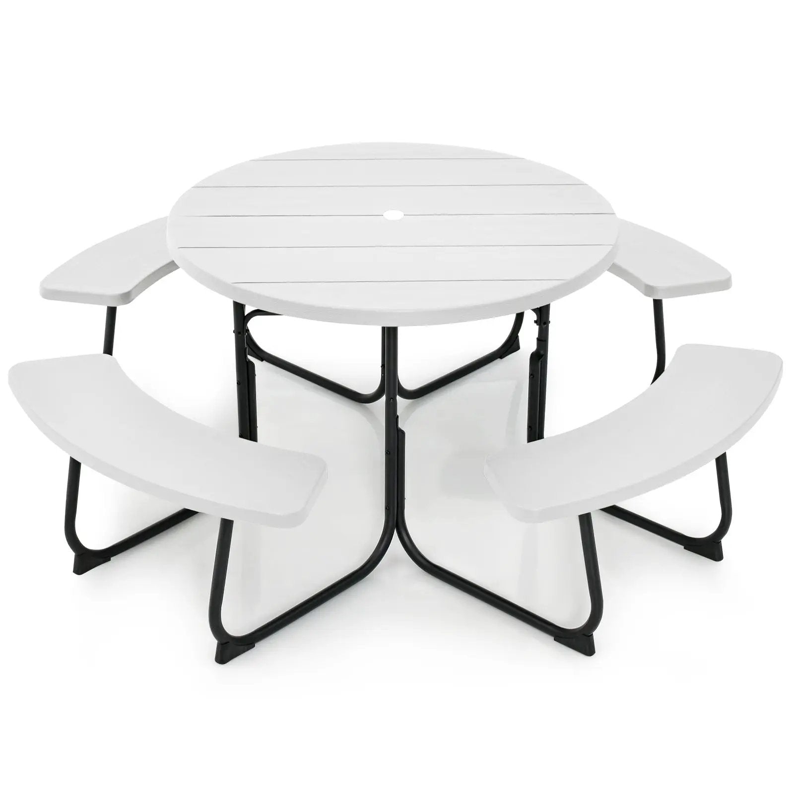 8-Person Outdoor Picnic Table and Bench Set with Umbrella Hole by DirectDeals