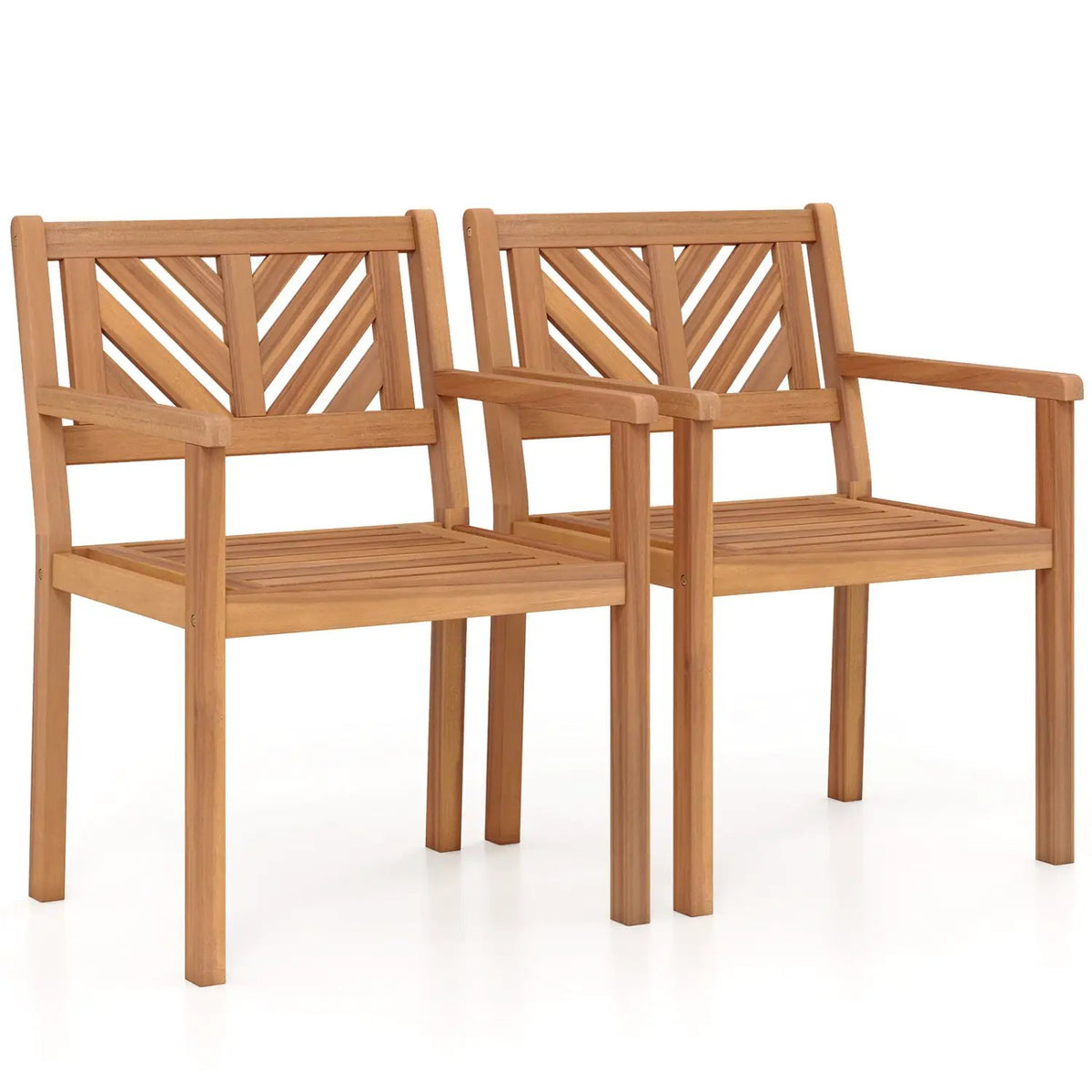 Outdoor Acacia Wood Patio Dining Chairs Garden Seating Chairs with 400 lbs Capacity, photo 2 of 16