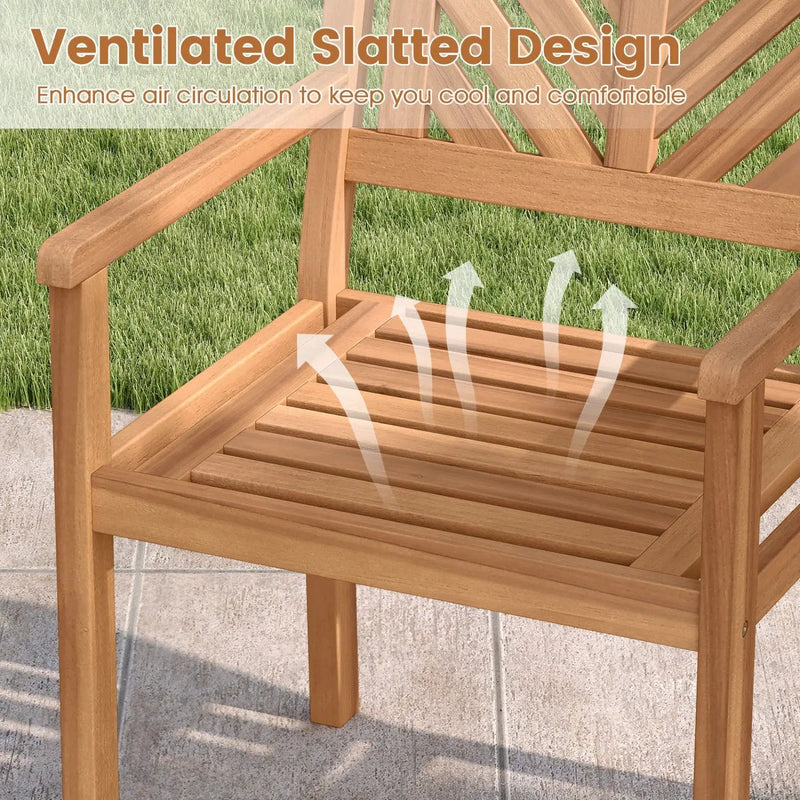 Outdoor Acacia Wood Patio Dining Chairs Garden Seating Chairs with 400 lbs Capacity by DirectDeals