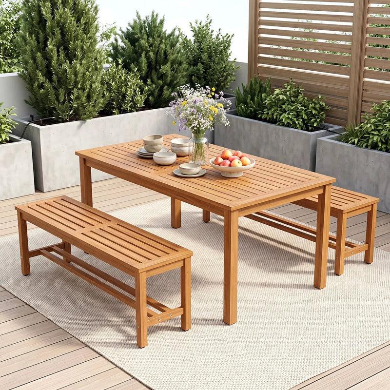 Acacia Wood Patio Bench for 2 with Slatted Seat by DirectDeals