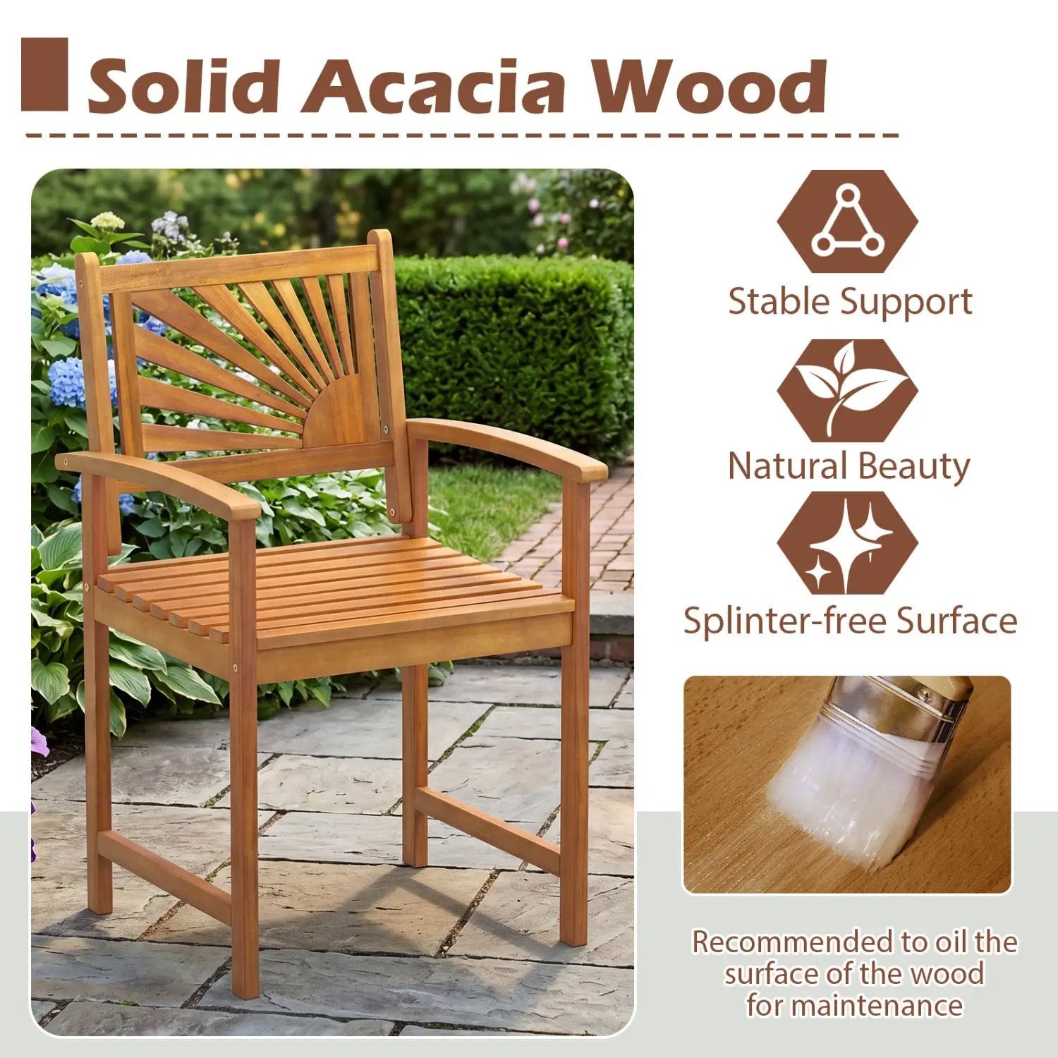 Acacia Wood Patio Dining Chairs - Set of 2 by DirectDeals