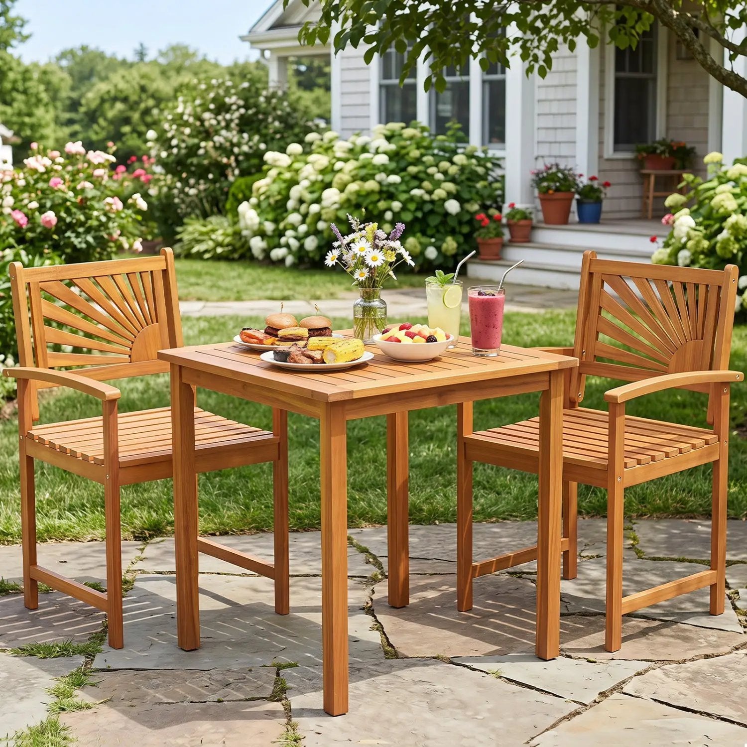 Acacia Wood Patio Dining Chairs - Set of 2 by DirectDeals