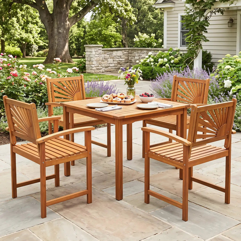 Acacia Wood Patio Dining Chairs - Set of 2 by DirectDeals