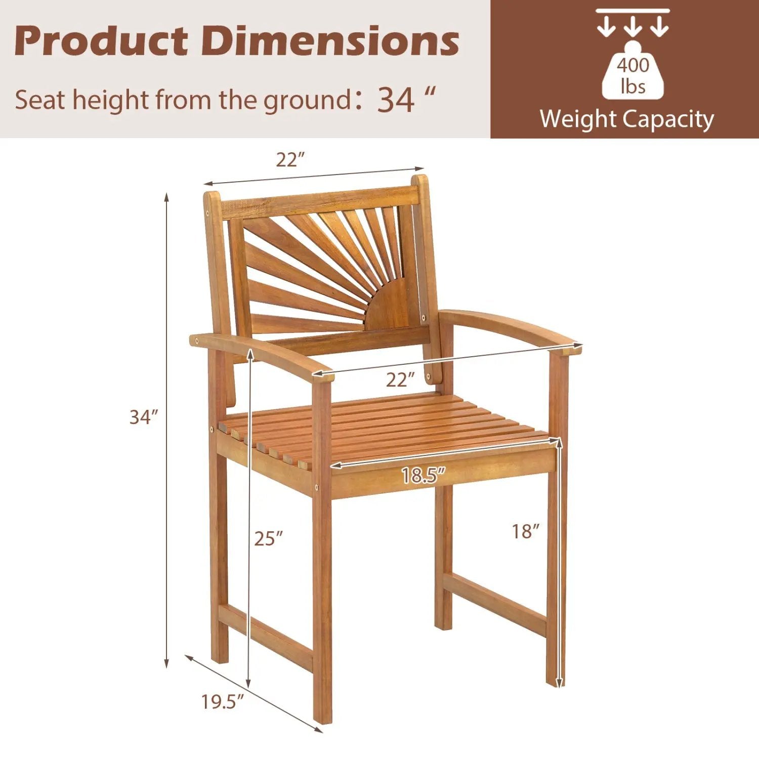 Acacia Wood Patio Dining Chairs - Set of 2 by DirectDeals
