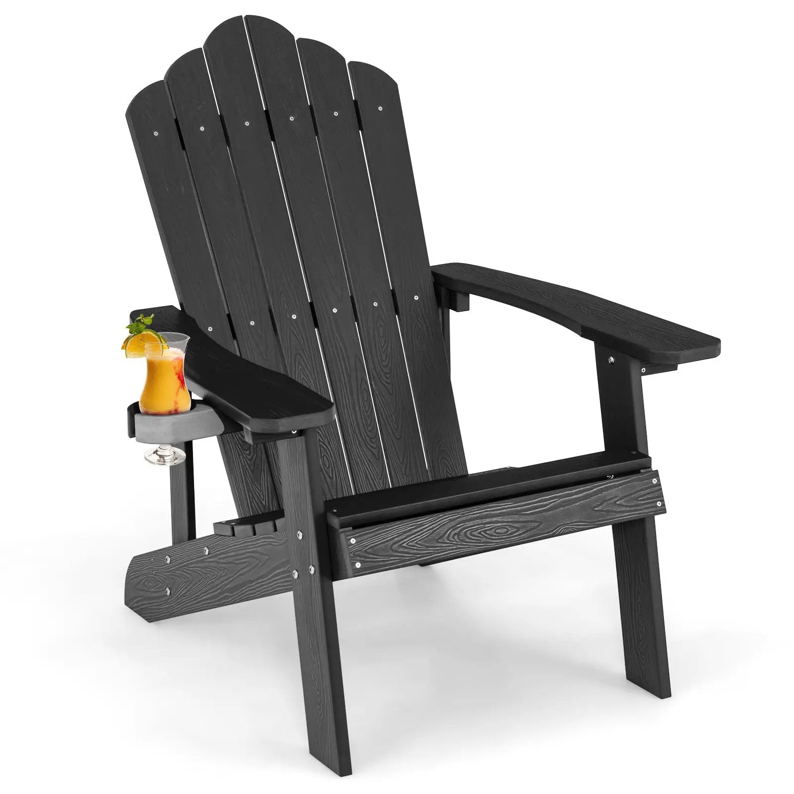 Weather Resistant HIPS Outdoor Adirondack Chair with Cup Holder by DirectDeals
