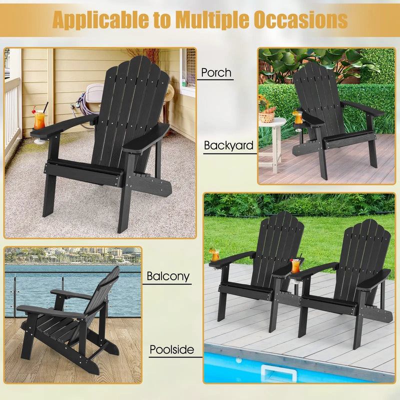 Weather Resistant HIPS Outdoor Adirondack Chair with Cup Holder by DirectDeals
