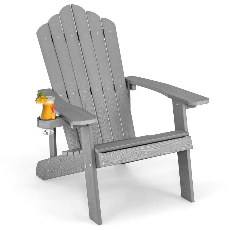 Weather Resistant HIPS Outdoor Adirondack Chair with Cup Holder by DirectDeals