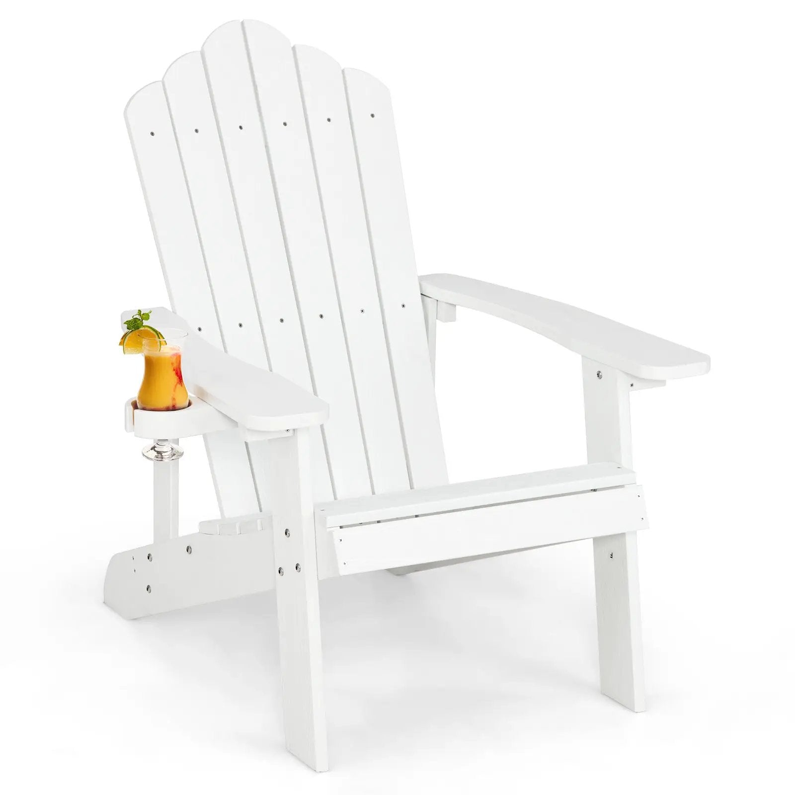 Weather Resistant HIPS Outdoor Adirondack Chair with Cup Holder by DirectDeals