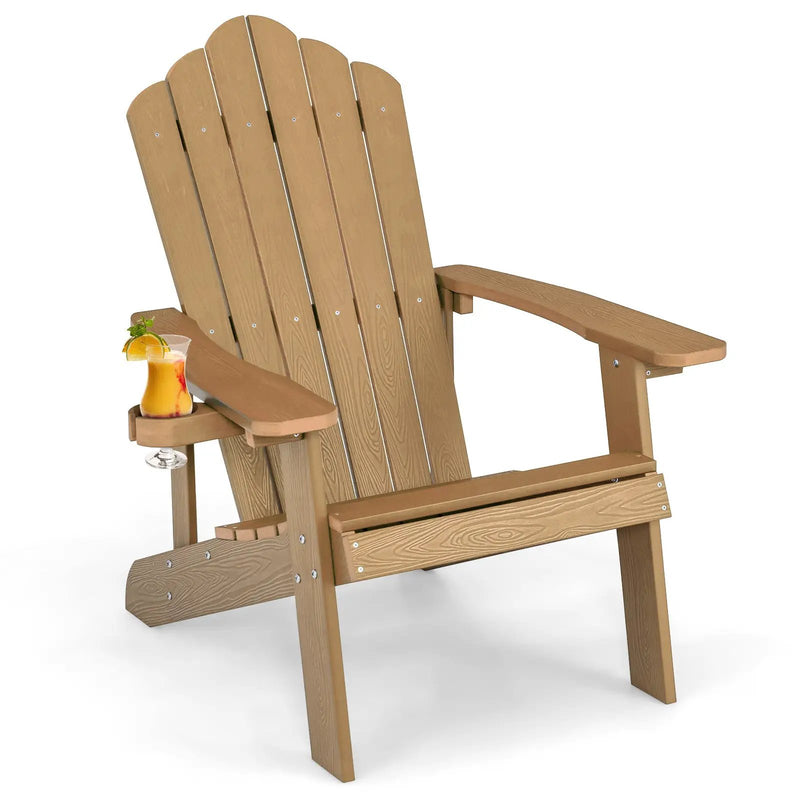 Weather Resistant HIPS Outdoor Adirondack Chair with Cup Holder by DirectDeals