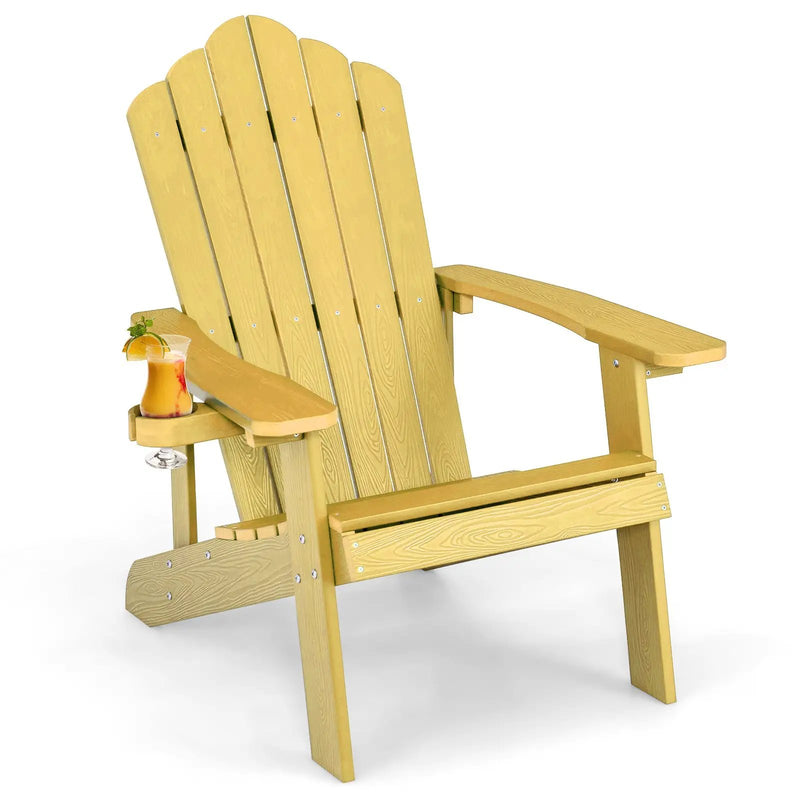 Weather Resistant HIPS Outdoor Adirondack Chair with Cup Holder by DirectDeals