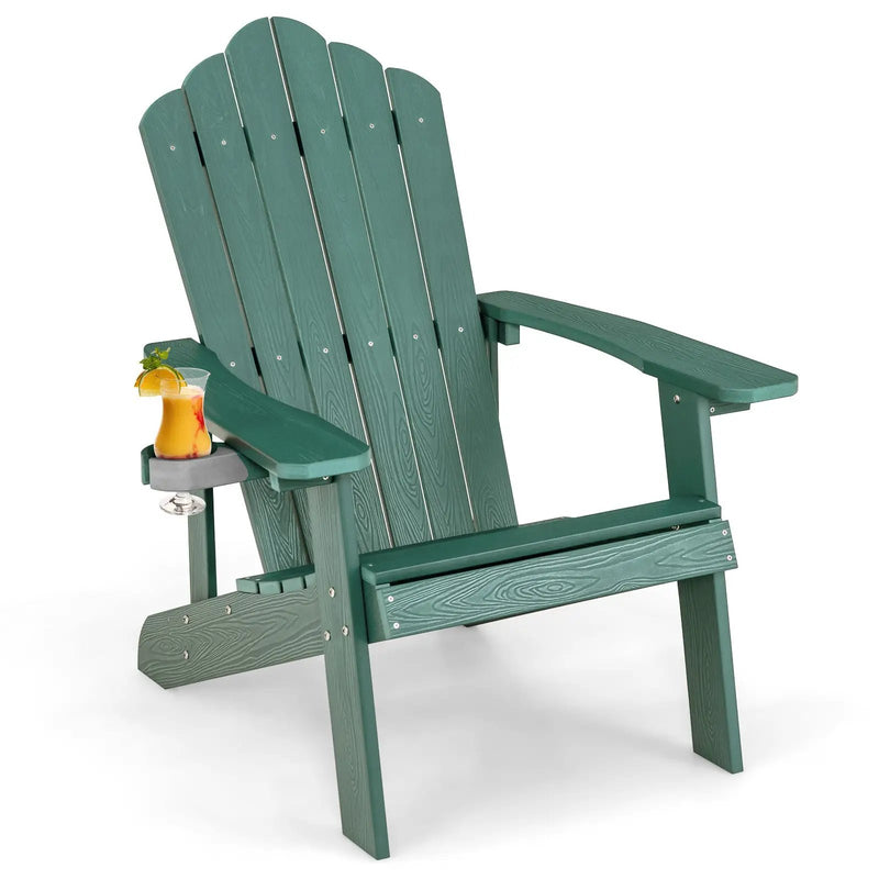 Weather Resistant HIPS Outdoor Adirondack Chair with Cup Holder by DirectDeals
