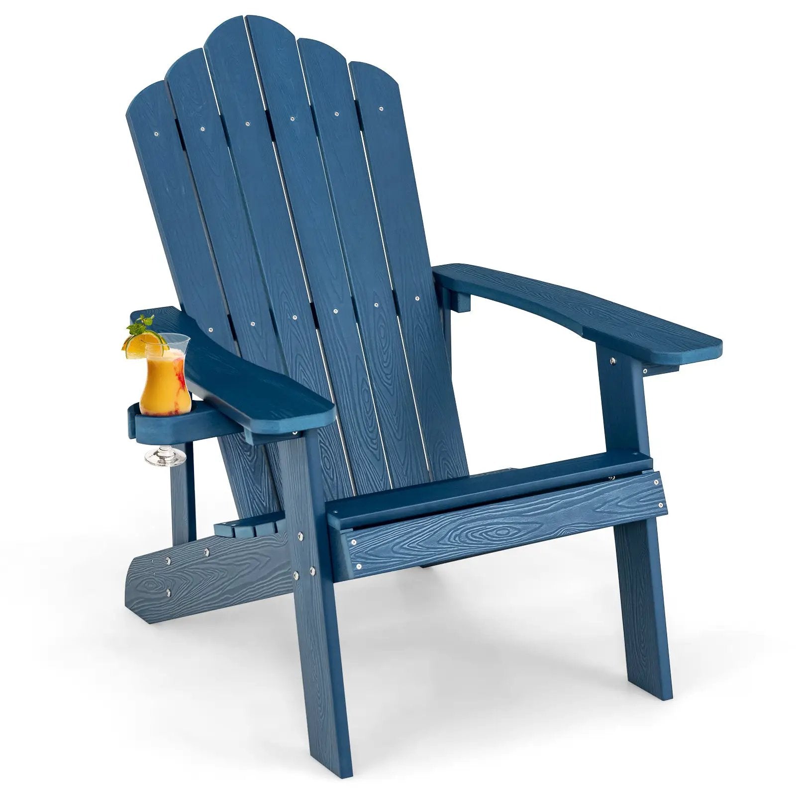 Weather Resistant HIPS Outdoor Adirondack Chair with Cup Holder by DirectDeals