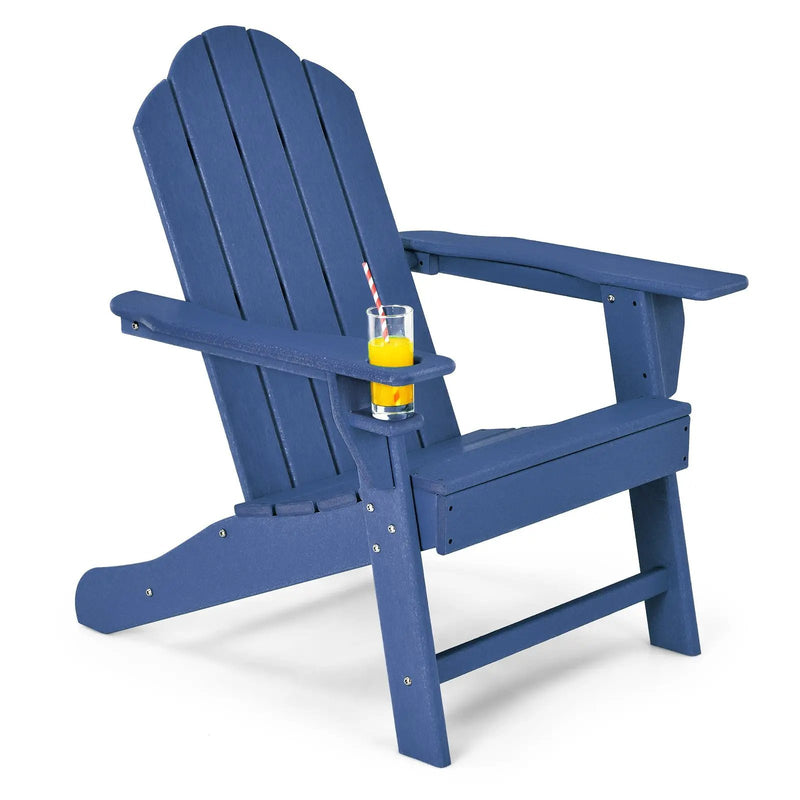 Outdoor Adirondack Chair with Built-in Cup Holder for Backyard Porch by DirectDeals