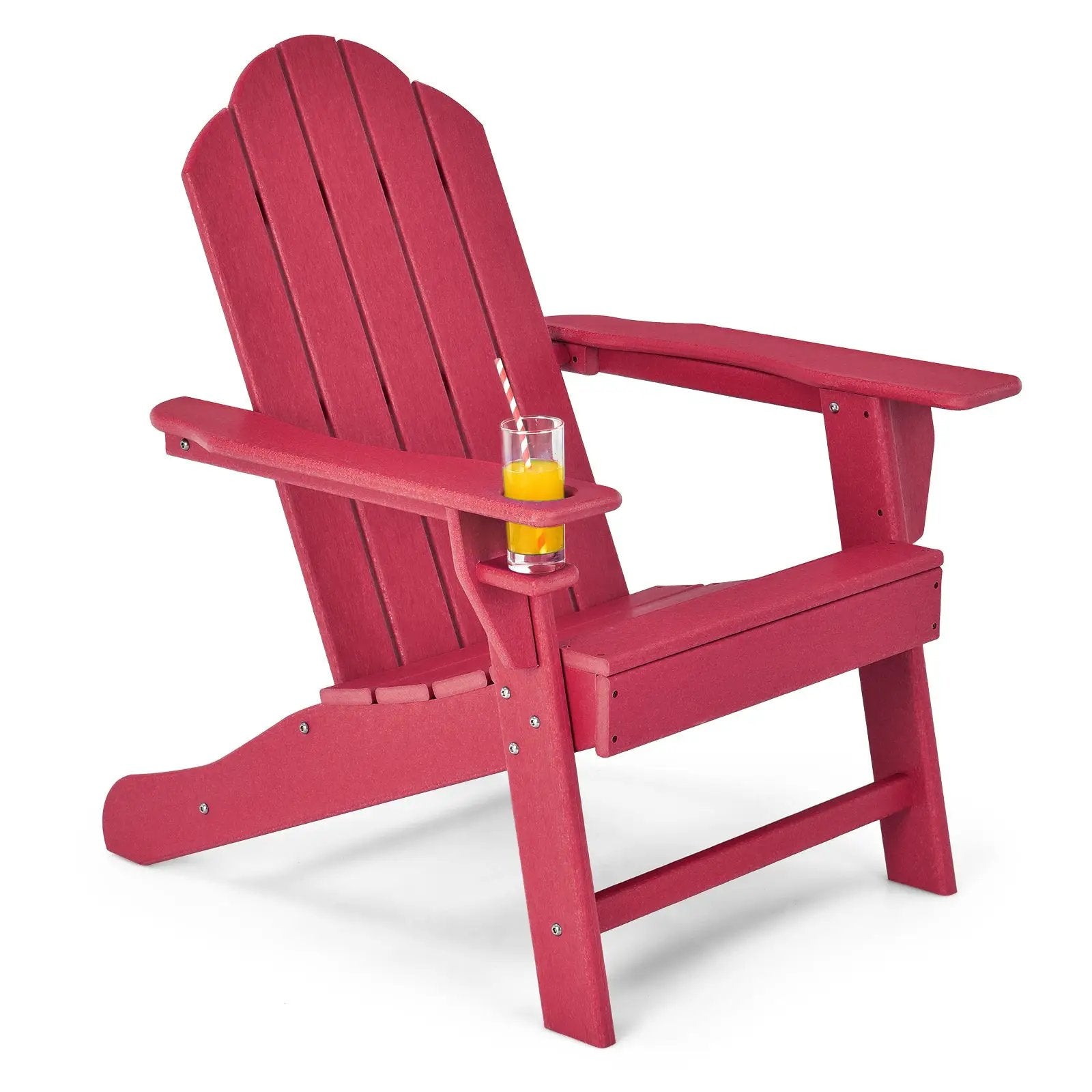 Outdoor Adirondack Chair with Built-in Cup Holder for Backyard Porch by DirectDeals