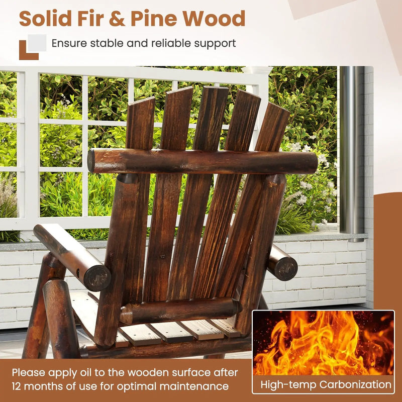 Wood Single Porch Rocker Lounge Patio Rocking Chair by DirectDeals
