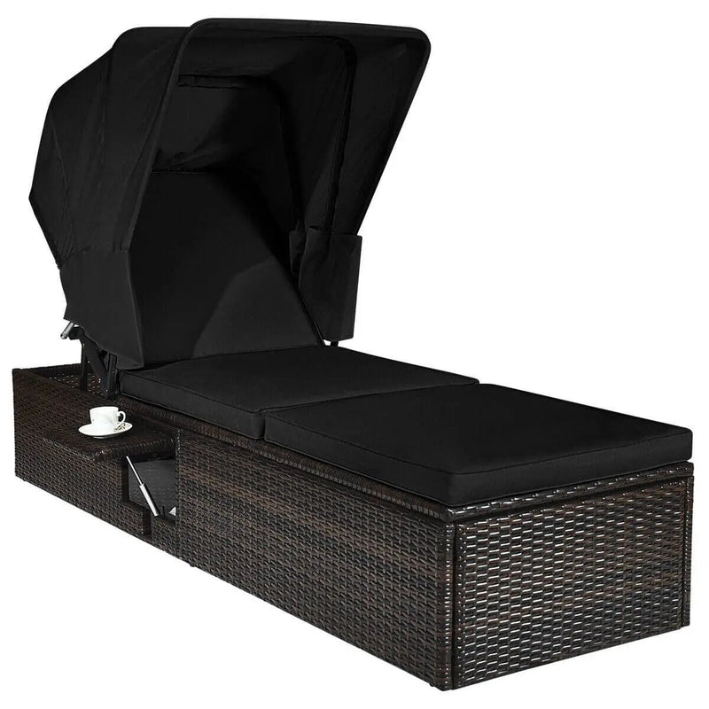 Outdoor Chaise Lounge Chair with Folding Canopy by DirectDeals