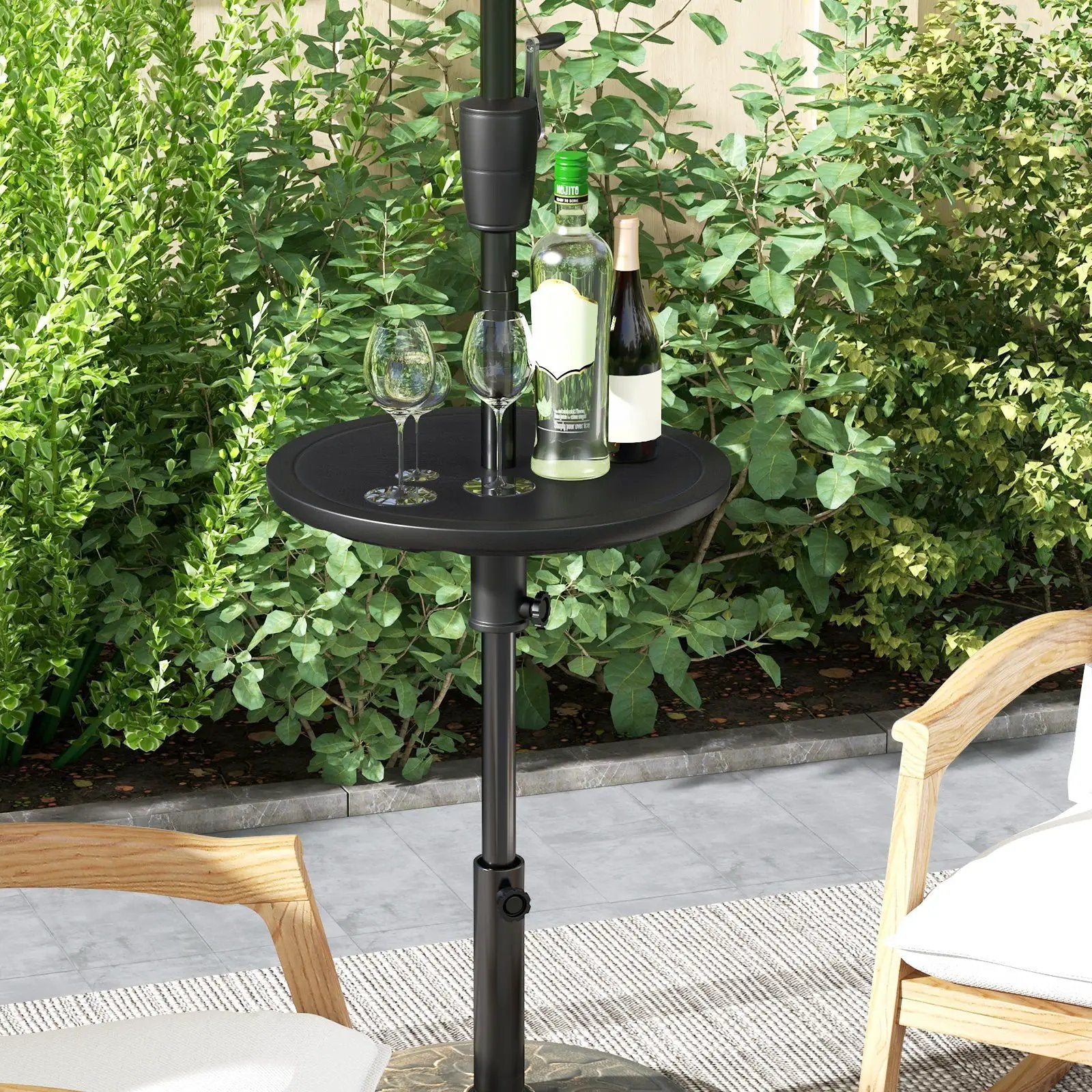 20 Inches Outdoor Adjustable Umbrella Table with 1.5 Inches Umbrella Hole by DirectDeals