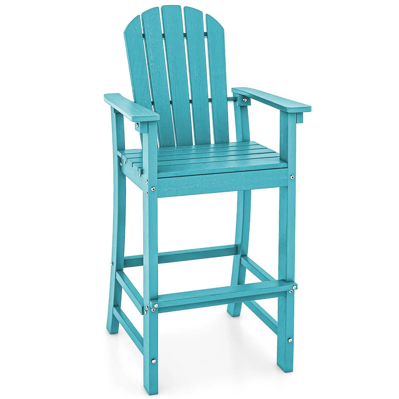 30 Inches Counter Height Outdoor HDPE Bar Stool with Armrests and Footrest by DirectDeals