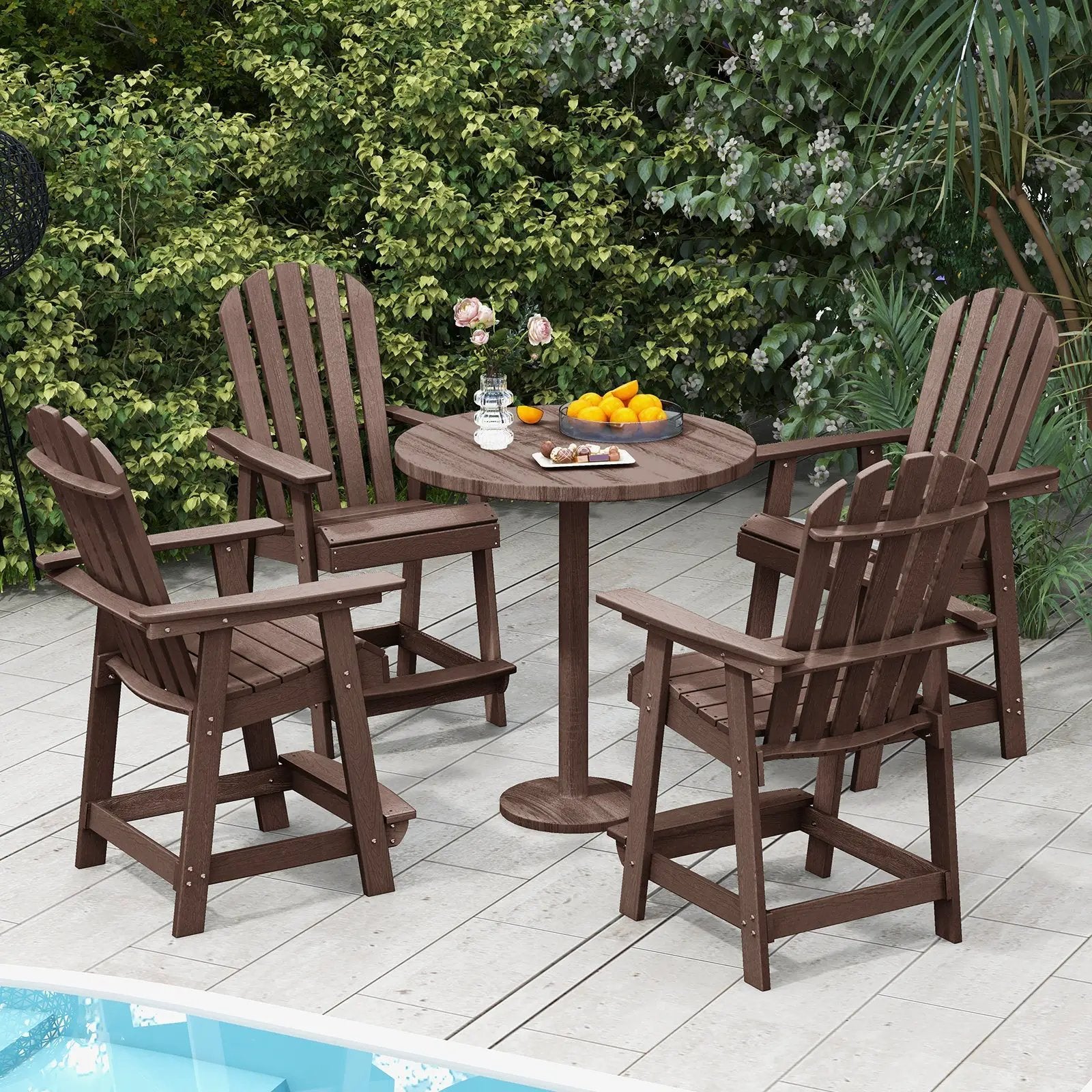 HDPE Patio Chair with Armrest and Footrest for Indoor Outdoor by DirectDeals